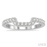 1/3 Ctw U-Shape Center Round Cut Diamond Wedding Band in 14K White Gold